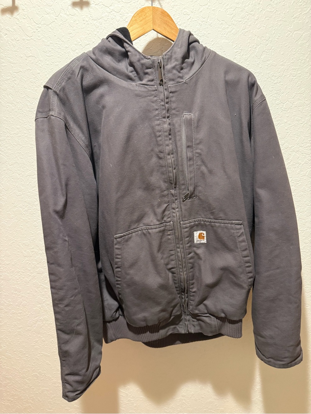 Carhartt Dark Gray Hooded Zip-Front Work Jacket (Full swing line)